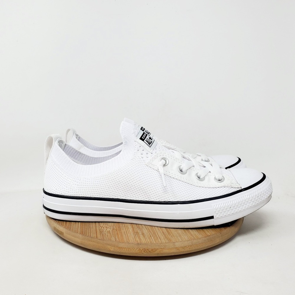 Converse Shoreline Knit Shoes Women 8.5 Slip On White Sneaker